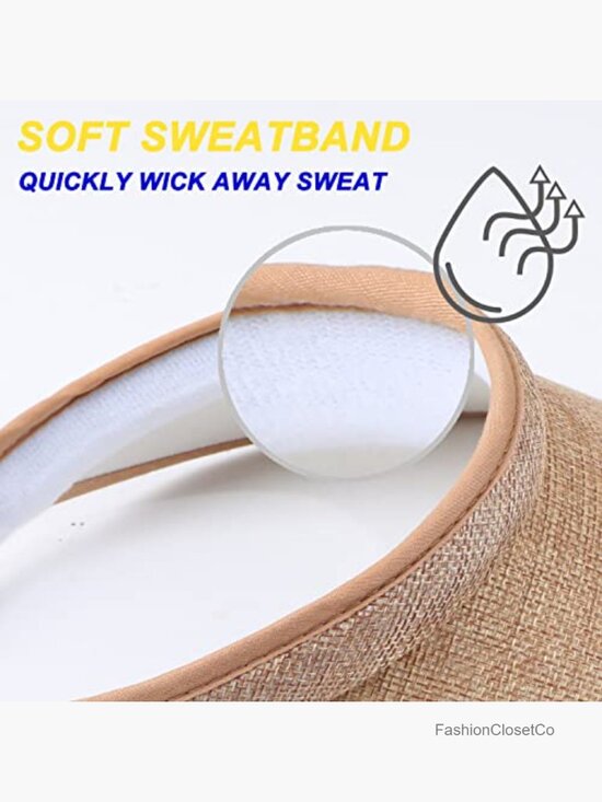 Women Wide Brim Sun Visor UPF50+ UV Protection Golf Visor with Clip main image 5